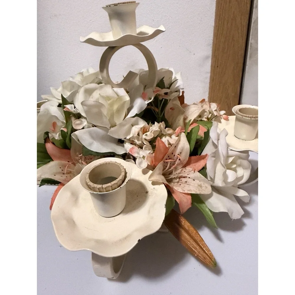 Vintage Candle Holder With Flowers